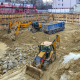 Heavy construction equipment working at the construction site. - Sorglos Bauen GmbH